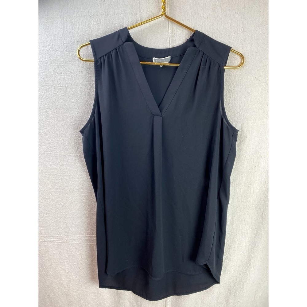 Pleione Sleeveless V-Neck Black Top S